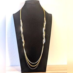 A.V. Max Triple-Tone Layered Chain Necklace – Black, Gold & Silver